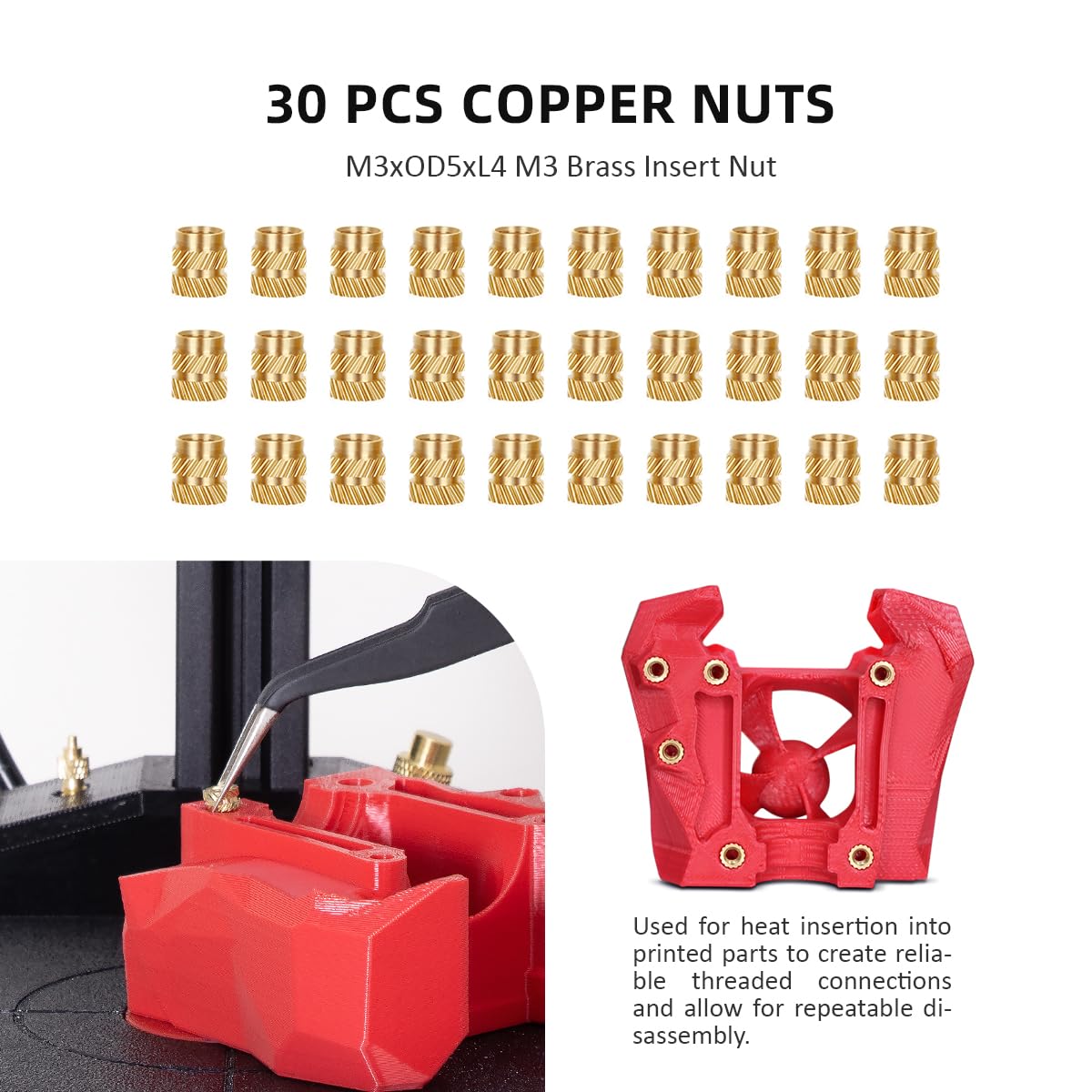 Nutopress Pro pionowy zestaw grzewczy, narzędzie do wkładania, lutownica 90 W, 30 mosiężnych wkładek gwintowych M2-M8 i końcówka zestawu Heat-Set, kompatybilny z PLA, ABS, PETG, do komponentów