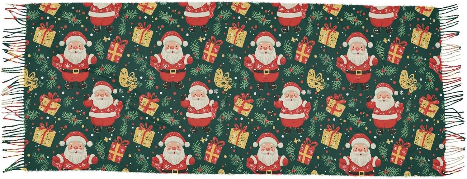 Winter Scarf for Women Santa Claus Gifts and Christmas Green Fashion Tassel Shawl Wraps for Women, Cold Weather Warm Womens Scarves Soft Long Scarf Gifts