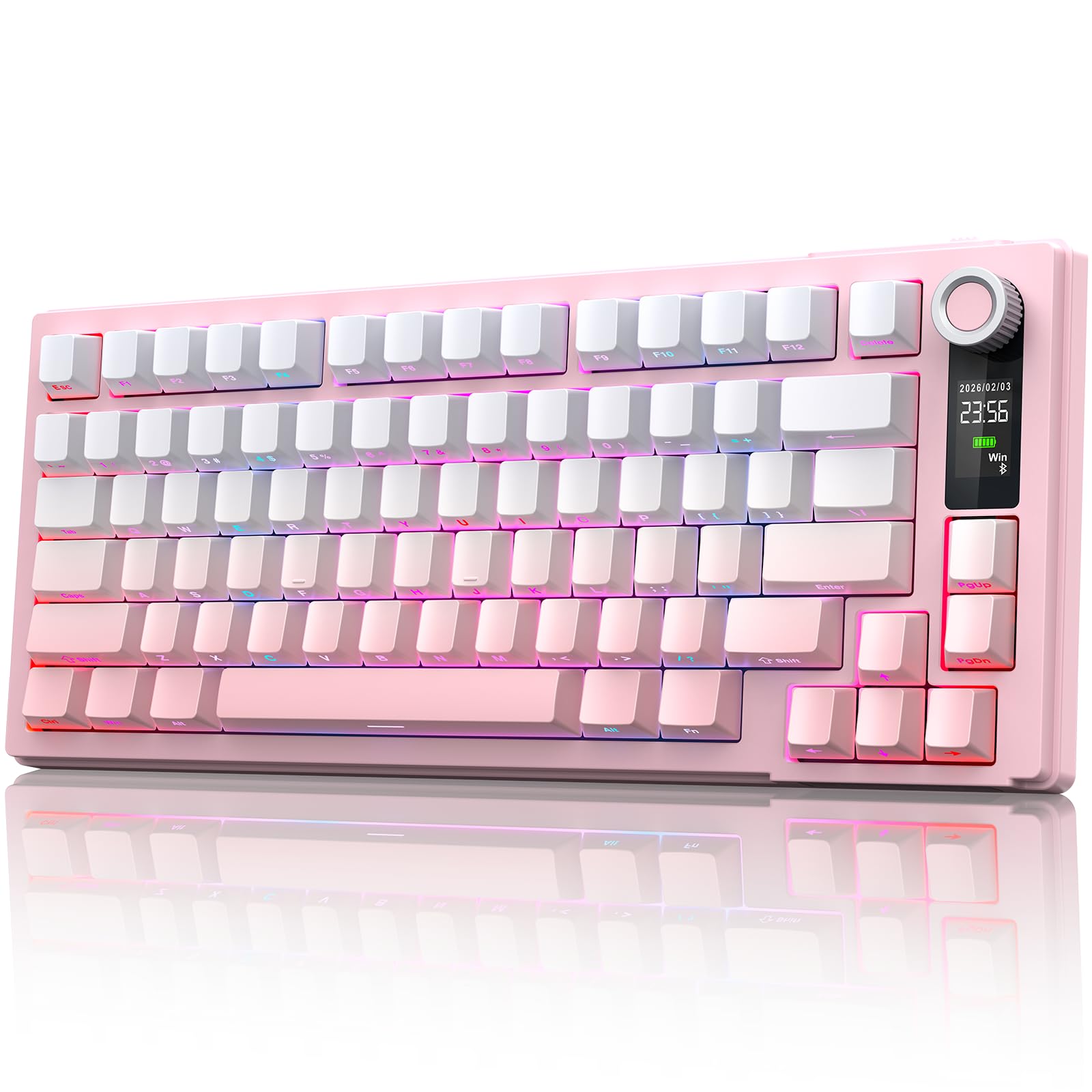 PC周辺機器 Preflow Dual Dial ワイヤレス メカニカルキーボード（ピンク）