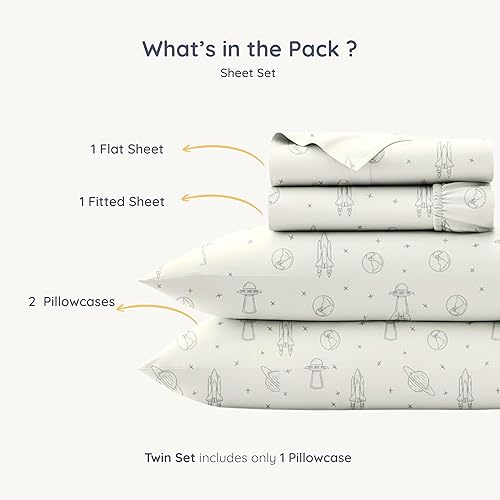 Miniatura 6 de MakeMake Organics Juego de sábanas orgánicas (4 piezas) con certificación GOTS de algodón orgánico, tamaño Queen, sábana bajera suave, de 300 hilos,