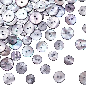 Pndeyo Pearl Button 45pcs, Gray Genuine Mother of Pearl Buttons Set, Pearl Shell Buttons for Sewing Clothes Blazer Suits Shirts Crafts DIY 15mm/18mm/20mm 3 Sizes 2 Holes