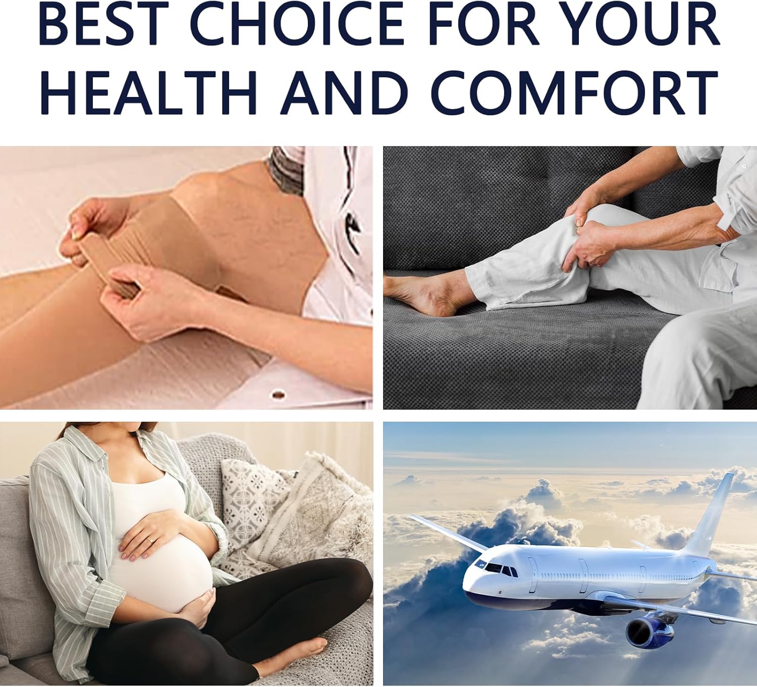 LIN PERFORMANCE Medical stocking 20-30 mmHg Compression Socks for Women and Men, Open Toe Knee High, Leg Support for Daily & Travel Comfort (M,White) - Image 5