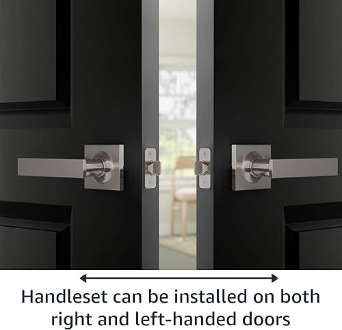 Miniatura 6 de Tienda Basics Manija de puerta contemporánea Stamford, paso, níquel satinado