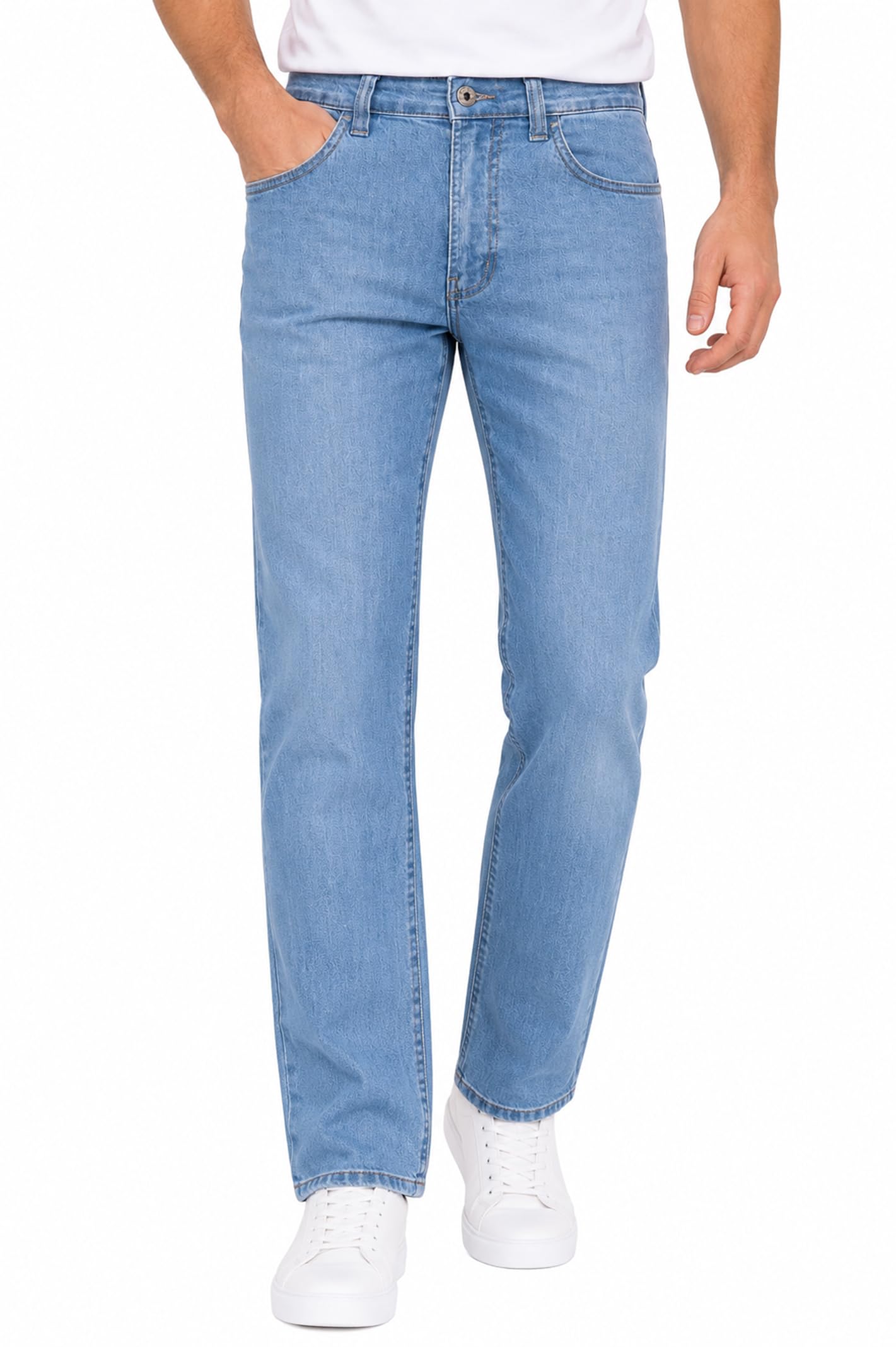 SEA BARRIER Jeans Lungo Uomo Estivo Elasticizzato Denim Chiaro Super Leggero dalla Taglia 48 alla Taglia 62