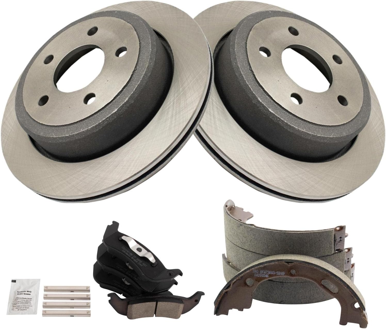 TRQ Rear Ceramic Brake Pad & Rotor Kit Compatible with 2010-2011 Ford Ranger