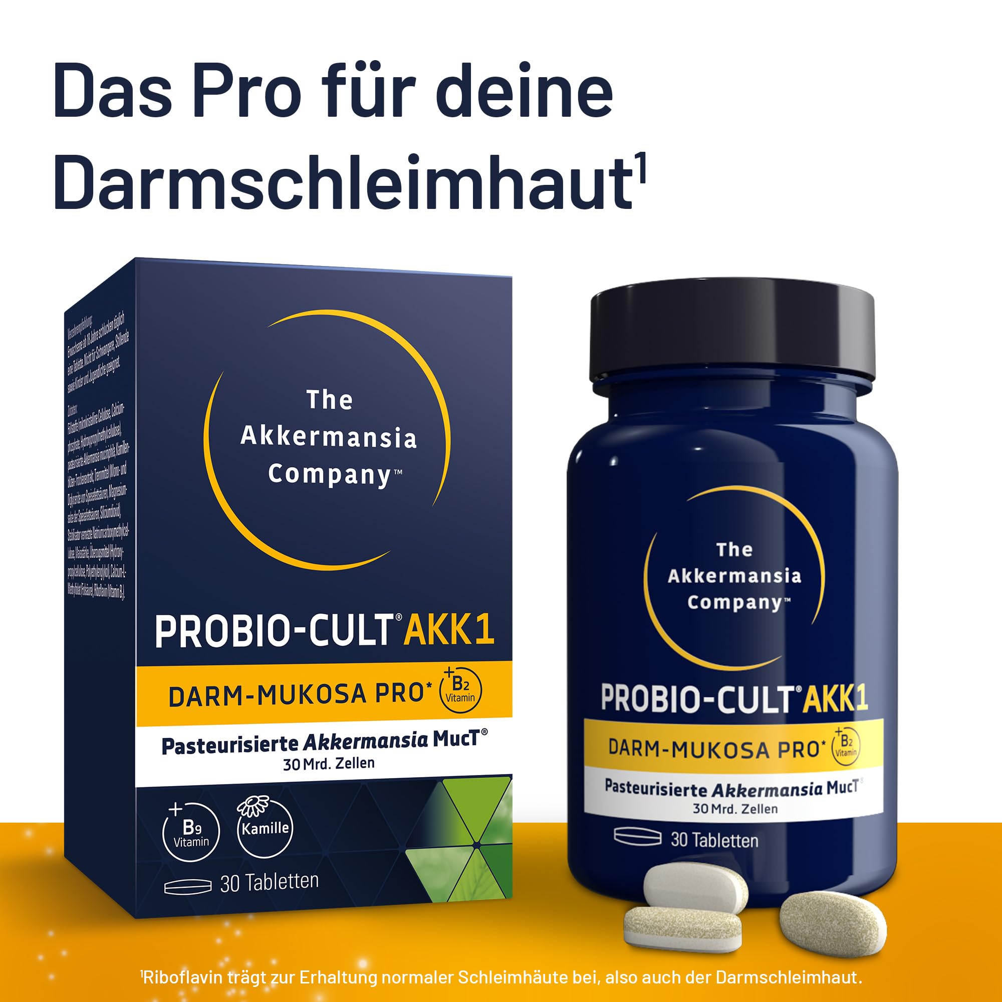 ProBio-Cult AKK1 Darm-Mukosa Pro mit 30 Mrd. pasteurisierten Akkermansia MucT® | 30 Tabletten | Für eine intakte Darmschleimhaut und -barriere | vegan, laktosefrei, glutenfrei