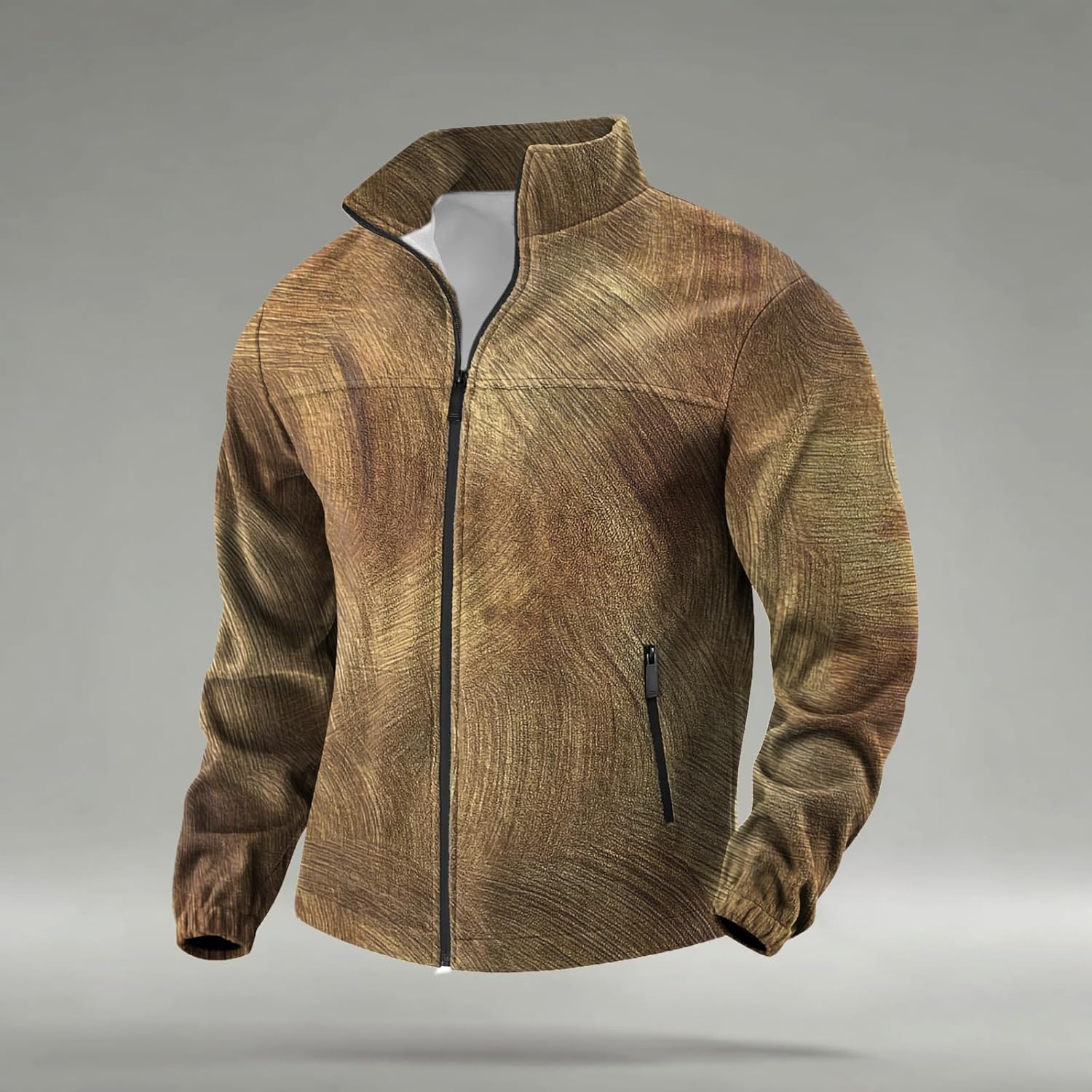 Mens Novelty Print Full-Zip Fleece Hoodie Big and Tall Stylish Trendy Casual Gym Training Warm Sweatshirt - Image 2