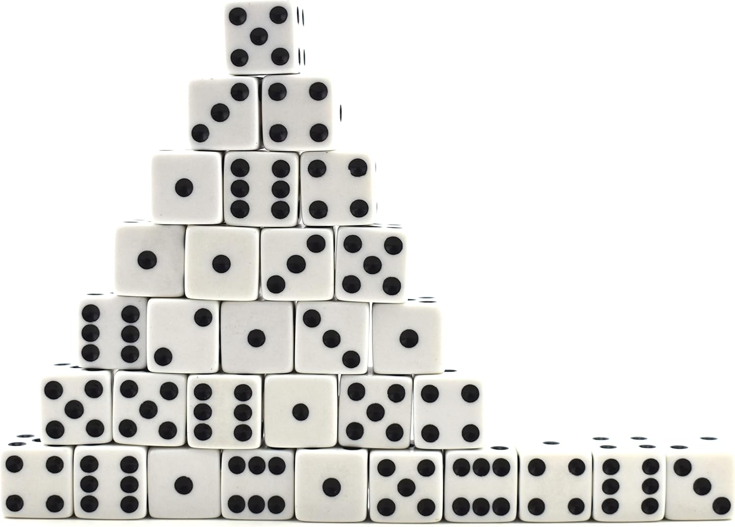 6 Sided Black and White Game Playing Dice 16mm Standard Size Acrylic (100)