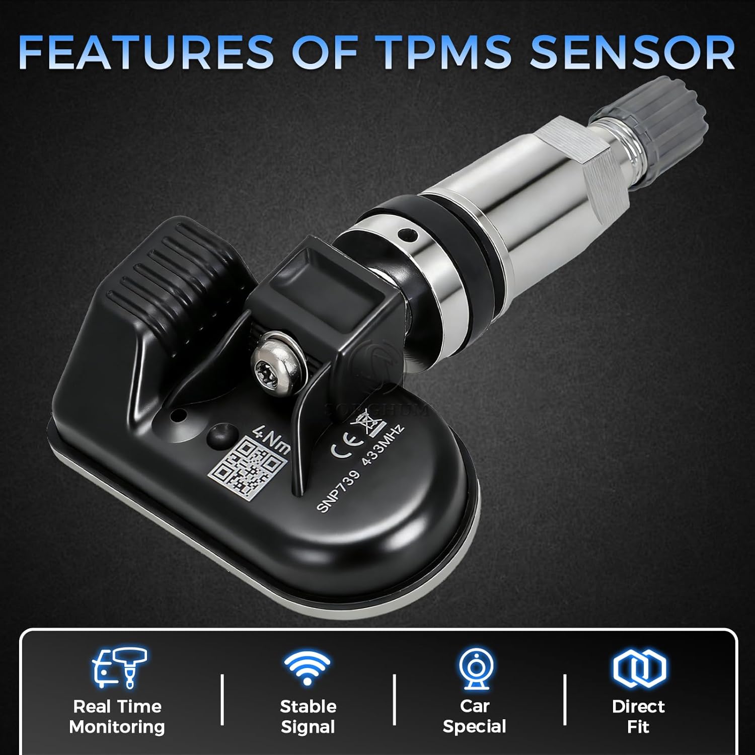 SORGHUM TPMS Sensors Tire Pressure Monitoring System Compatible with Hyundai Elantra 2017-2025 Sonata Venue 2020-2025 Kia Soul 2020-2025 Optima 2017-2021 Genesis G80 G90 Replace# 52933-D4100 Set of 4