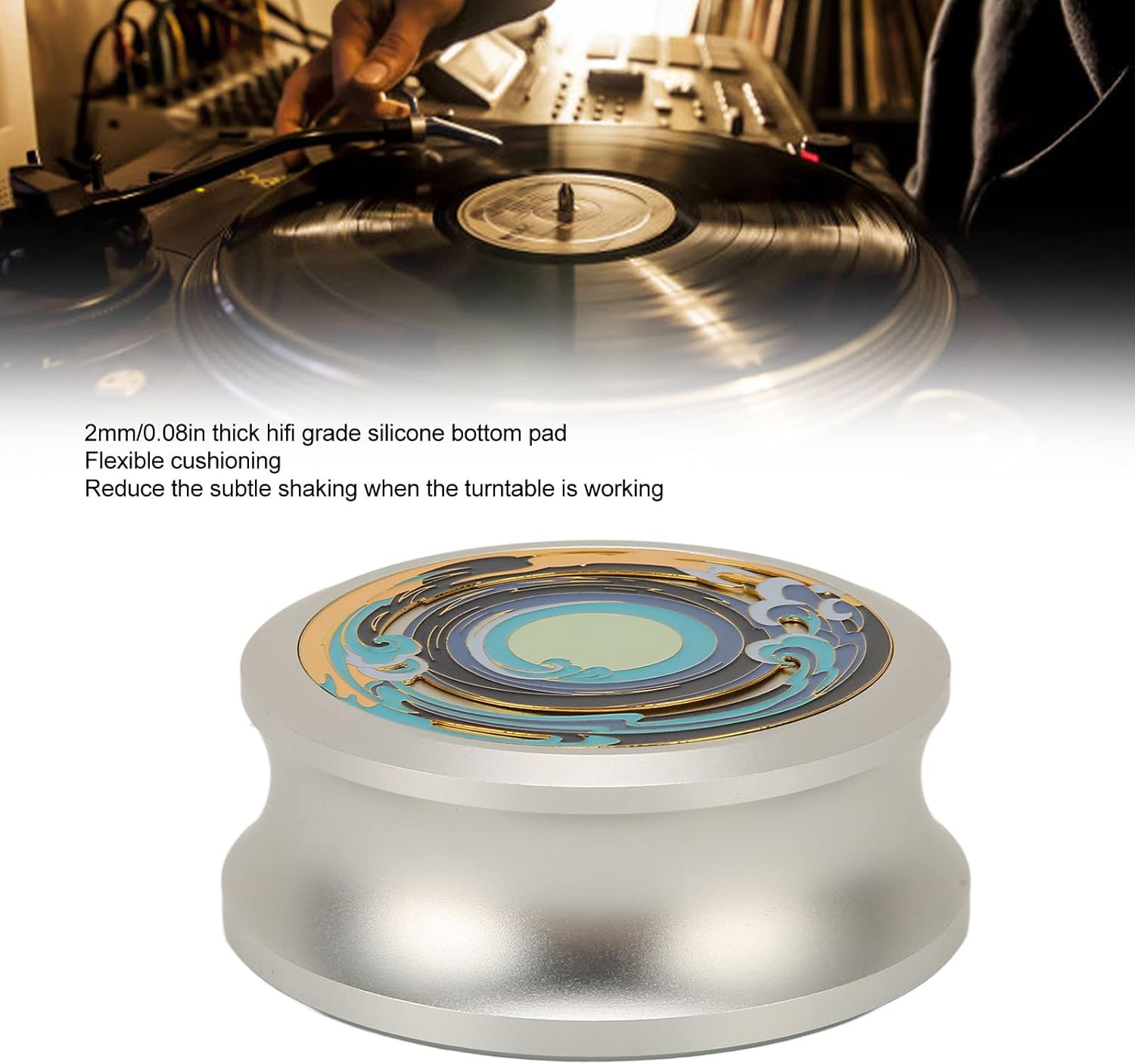 HiFi Turntable Record Weight Stabilizer Clamp, Silver, for Vibration Damping