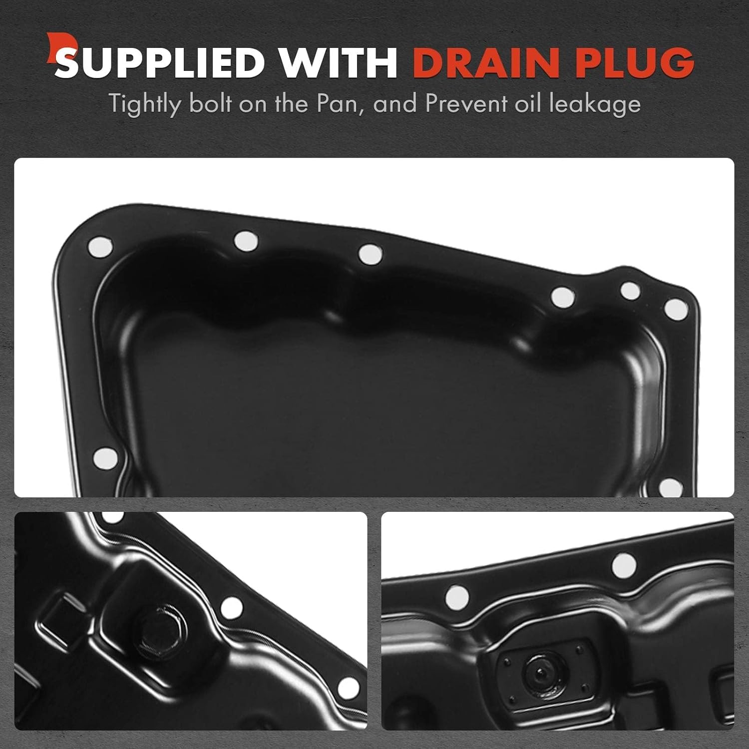 A-Premium Transmission Oil Pan with Drain Plug Compatible with Nissan Juke 2011-2014 1.6L, Rogue 2008-2013 2.5L, Rogue Select 2014-2015 2.5L, X-Trail (Mexico) 2008-2014 2.5L, Replaces 313901XF01