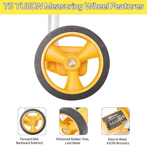 Miniatura 5 de YS YUSON Rueda de medición, rueda de medición telescópica de 4 pulgadas, longitud escalable, rueda de medición en pies y pulgadas, hasta 10,000 pies