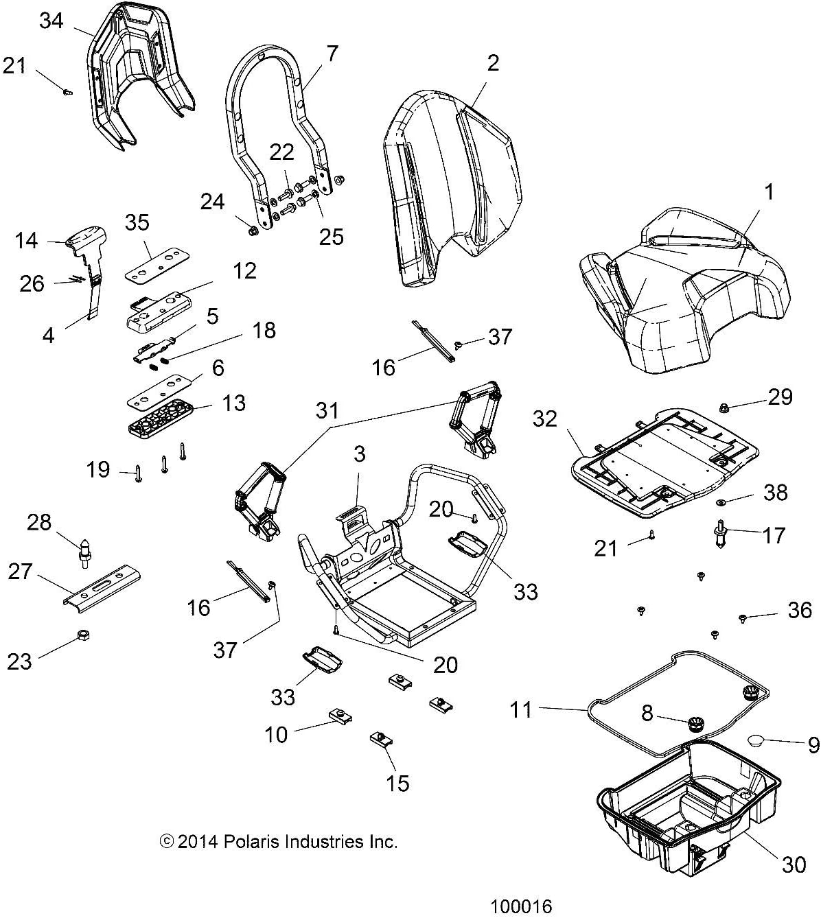 Polaris ATV Passenger Storage Box, Genuine OEM Part 5451765, Qty 1