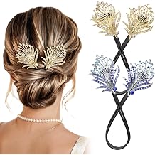 2PCS hair bun maker accessories women twist bun tool french clip elegant flower - Feather Rhinestone easy updo curler for Wedding Party Daily Hair Styling
