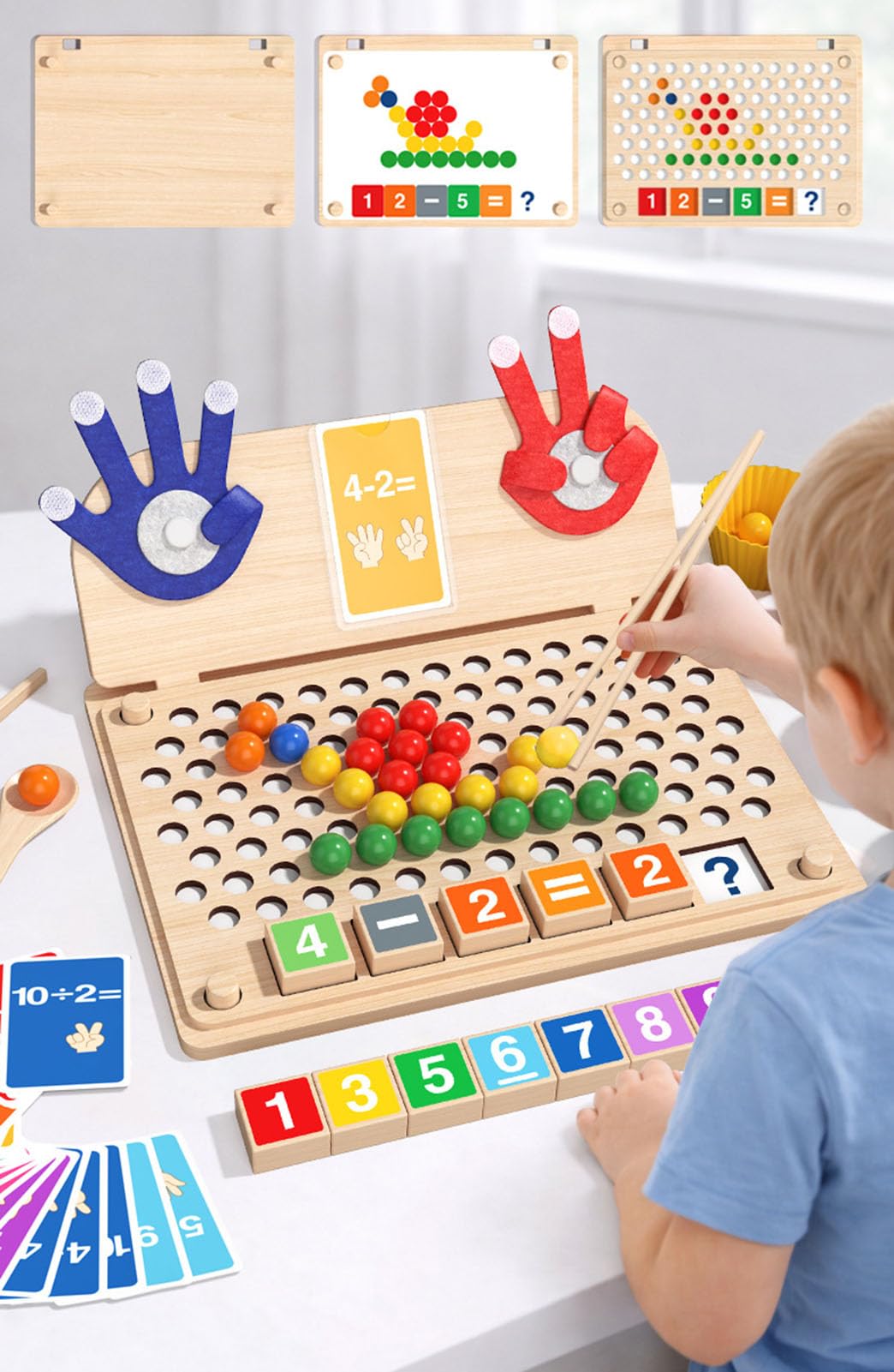Tablero de Matemáticas con Cuentas, Juego de Aritmética con Marioneta de Mano de Dedo