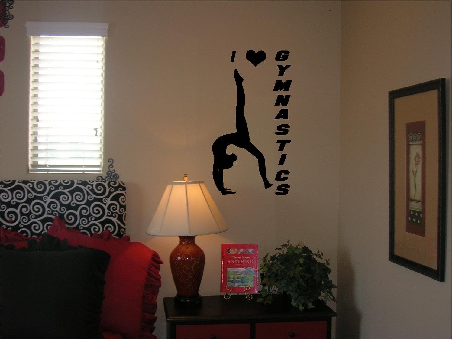 I heart GYMNASTICS- girls vinyl wall decal (white)