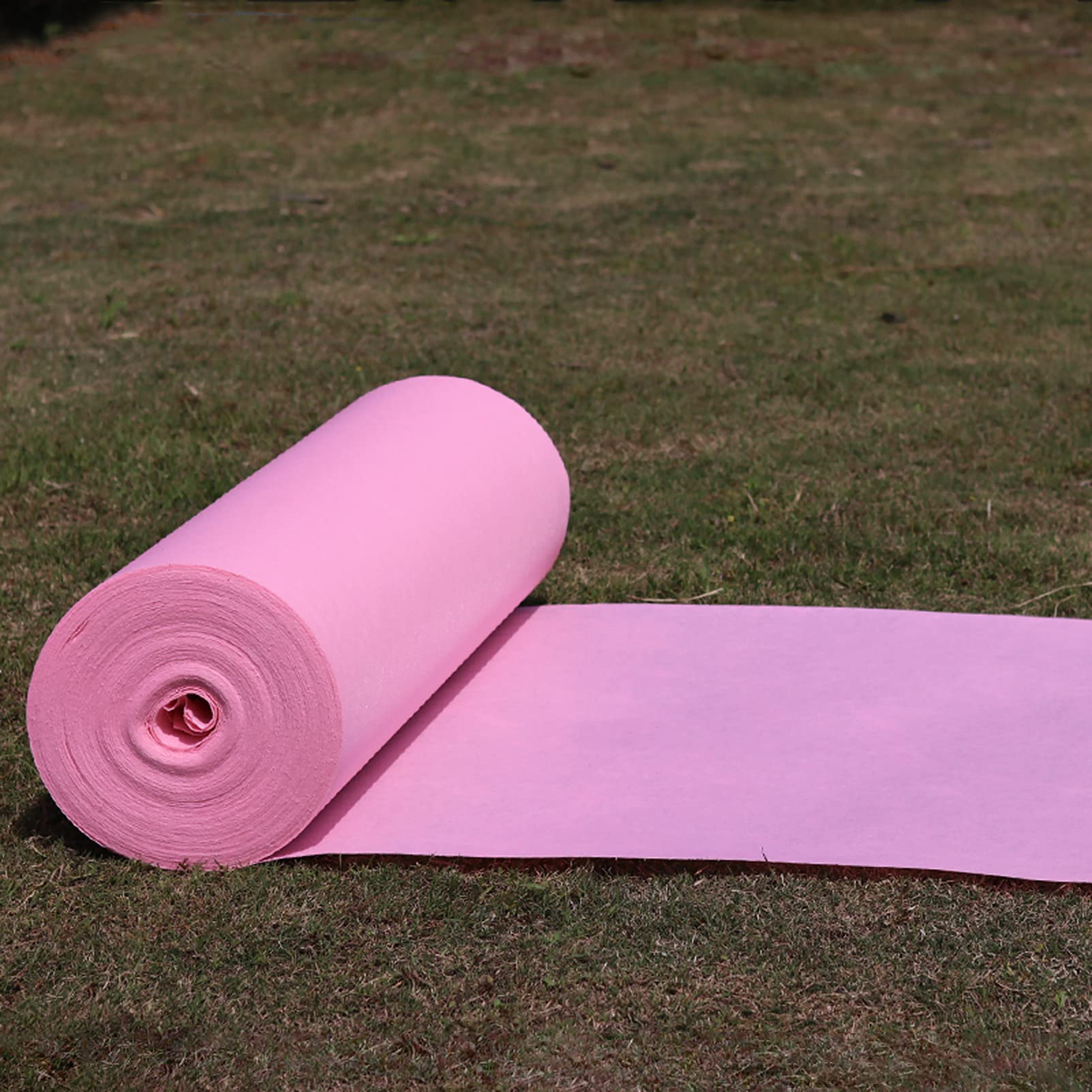 KAMPCO Hochzeit Gang Läufer Rosa, 2mm Dicke Polyester Teppich Laufsteg Läufer, Einweg Abriebfest Anti-Rutsch-Teppich-Rolle