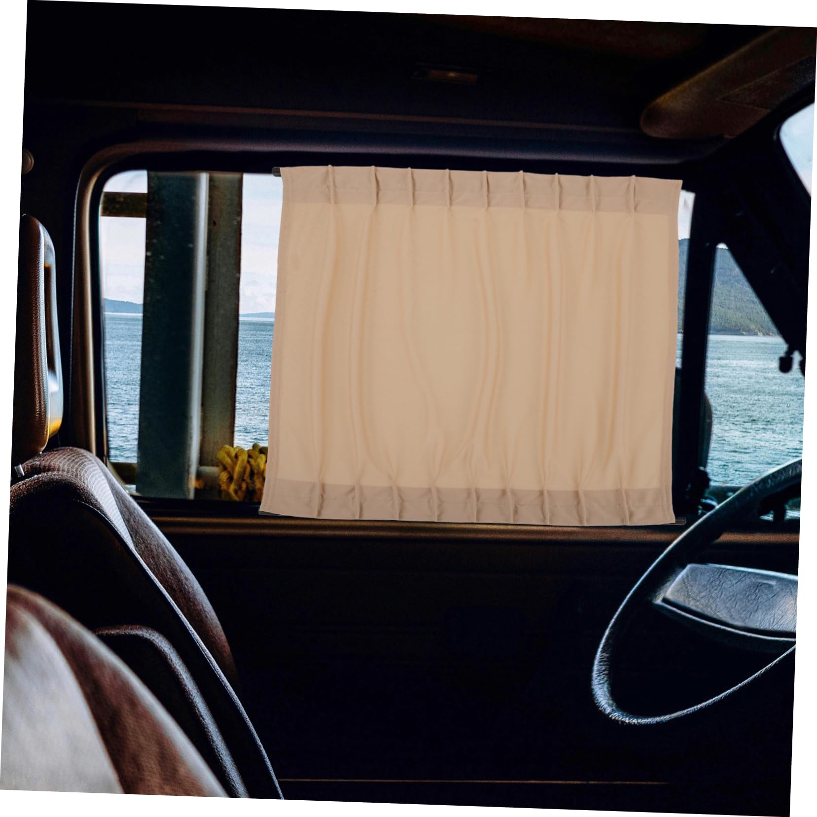 Tendina Privacy Auto Beige 2 Pezzi per Finestrino, 44-50 Cm | Abs, Lega di Alluminio e Poliestere, Installazione Semplice, Isolamento Termico, Pulizia Facile
