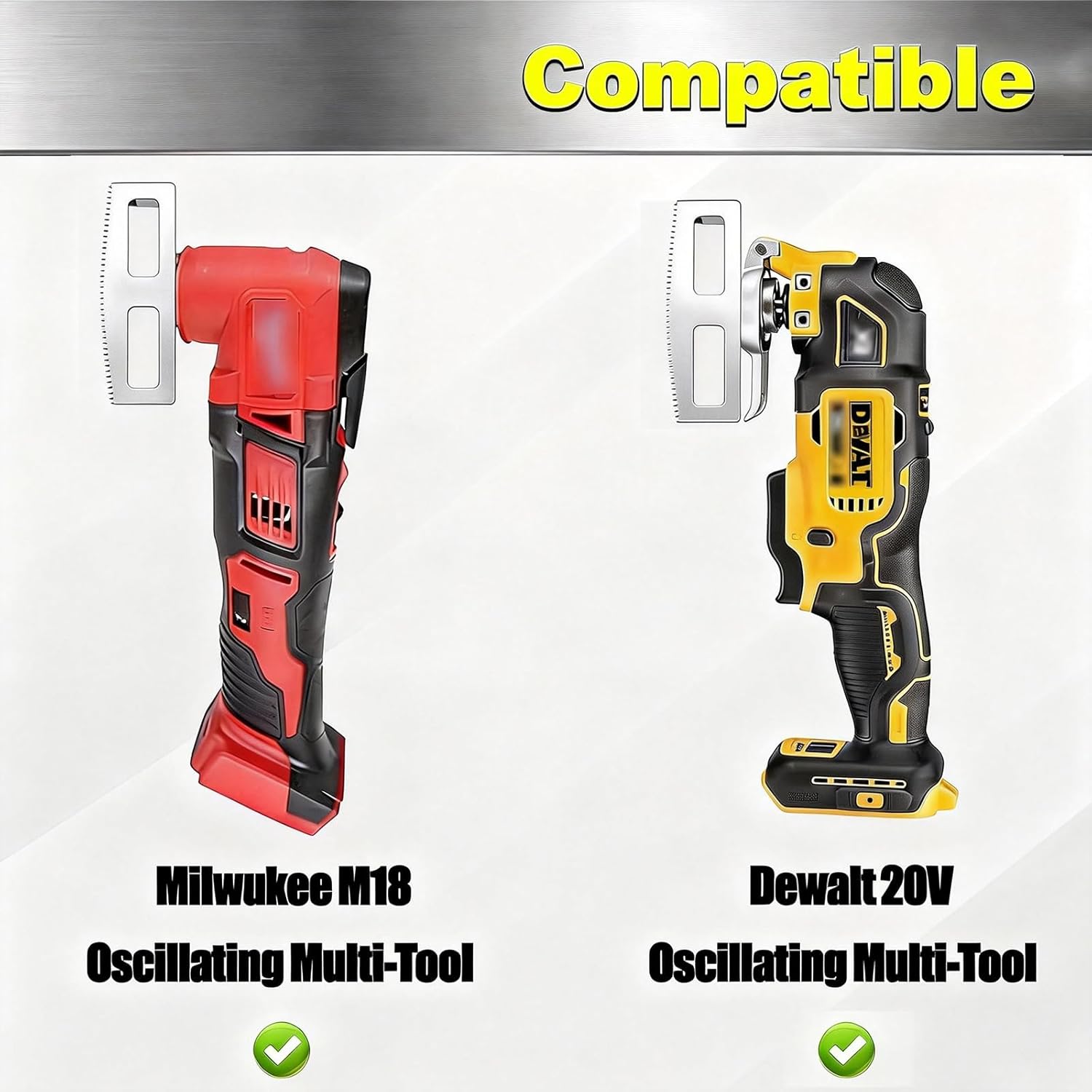2PCS Silver Square Slot Cutter for Dewalt 20V & Milwaukee M18 Oscillating Multi-Tool, Drywall Cutting Tool, Oscillating Saw Blades Drywall Saw for Outlet Box Openings