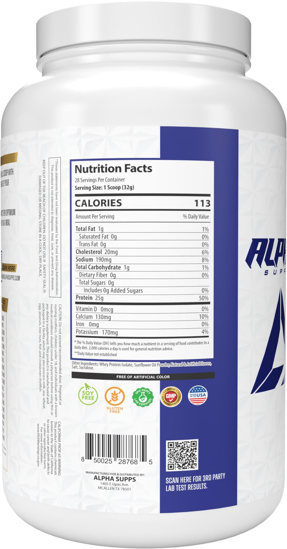 Alpha Supps ISO, Low Carb 100% Whey Protein Isolate Powder, 25 Grams Per Serving, Helps Support Muscle Growth, Low Sugar and Gluten Free (Vanilla Ice Cream, 2 lb) — Amazon image 4
