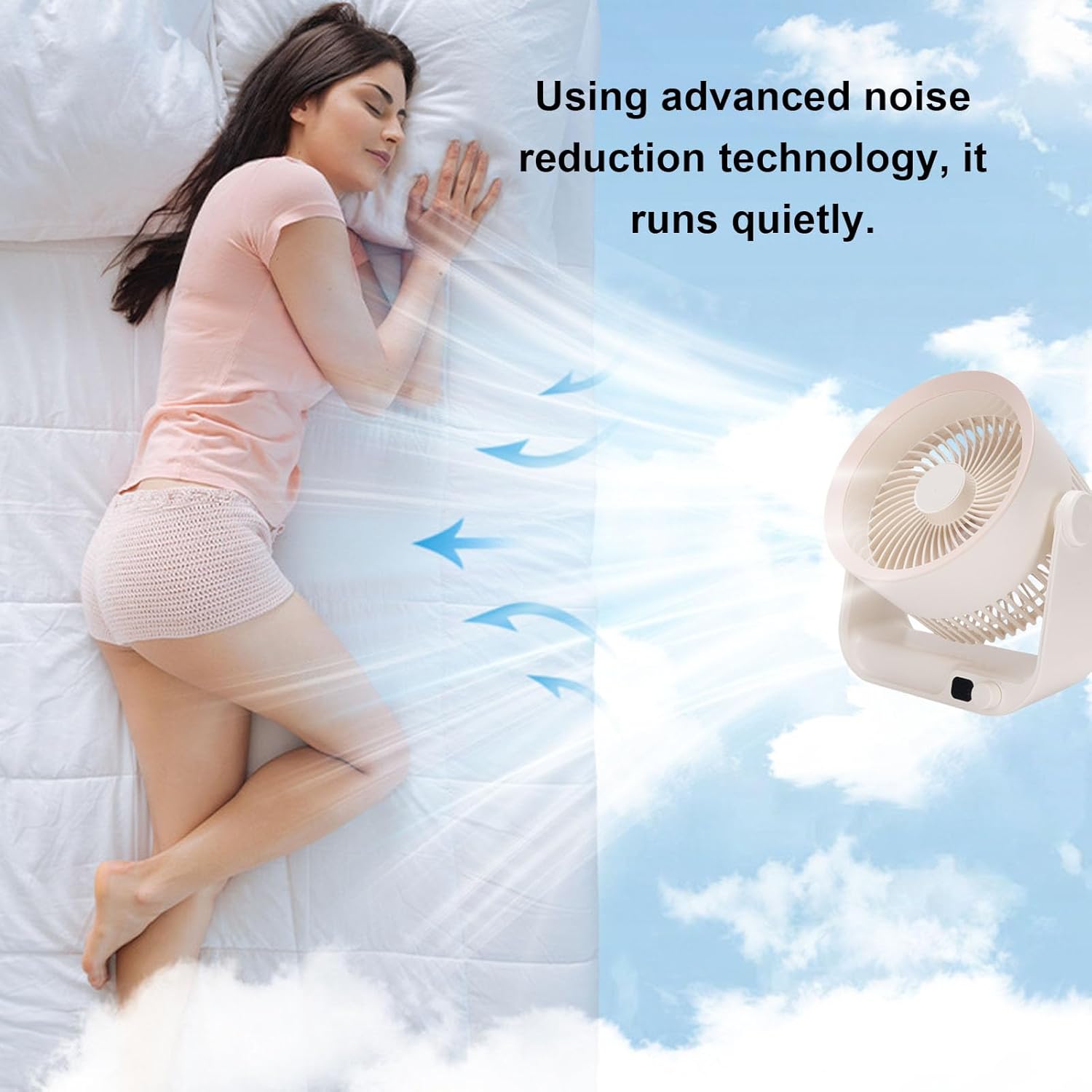 Air Circulator Fan, Desk Rechargeable USB Fan 4000mAh Battery Operated Quiet Desktop Air Circulator for Bedroom Home Office