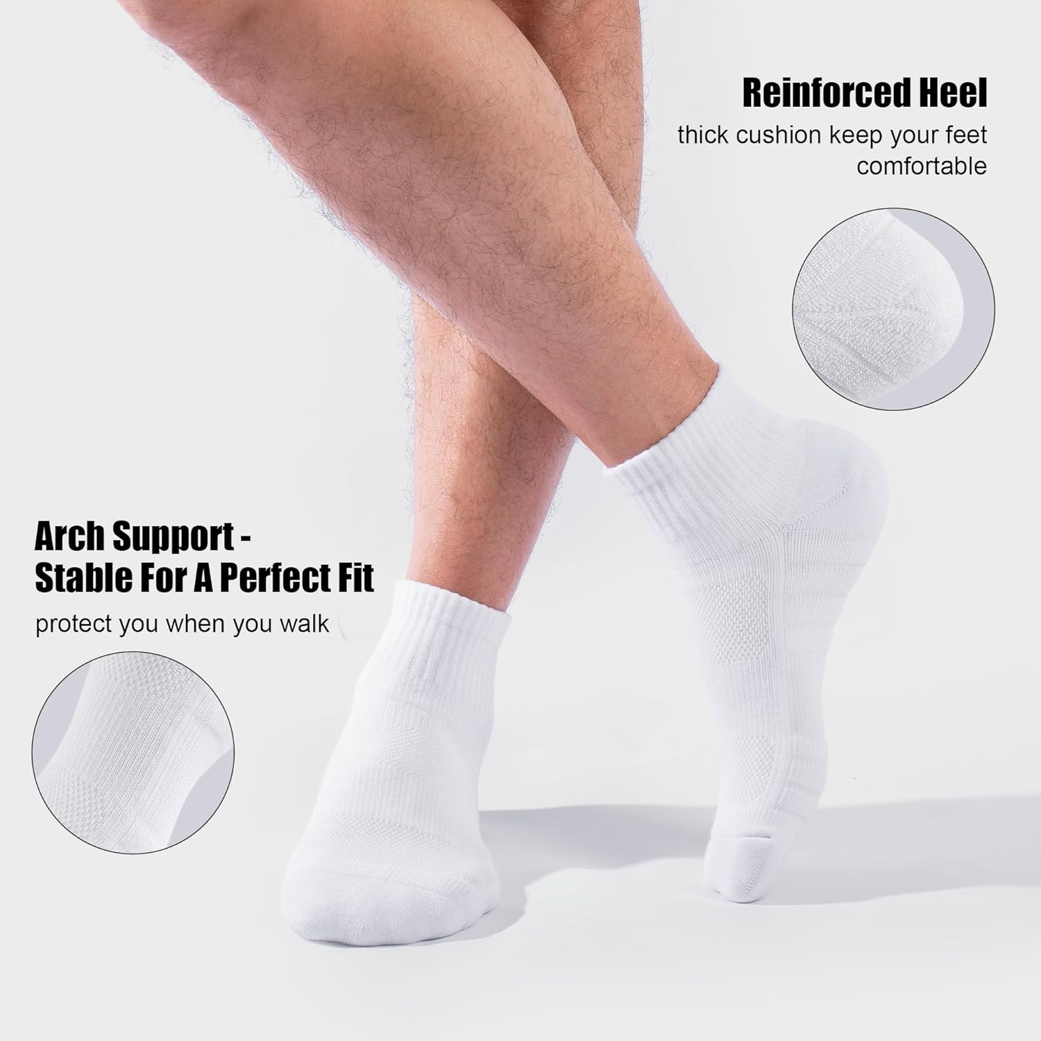 Lapulas Athletic Quarter Socks for Men Women, Cotton Mesh, Cushioned Arch Support, Non-Slip Running Ankle Design, 6 Pack - Image 3