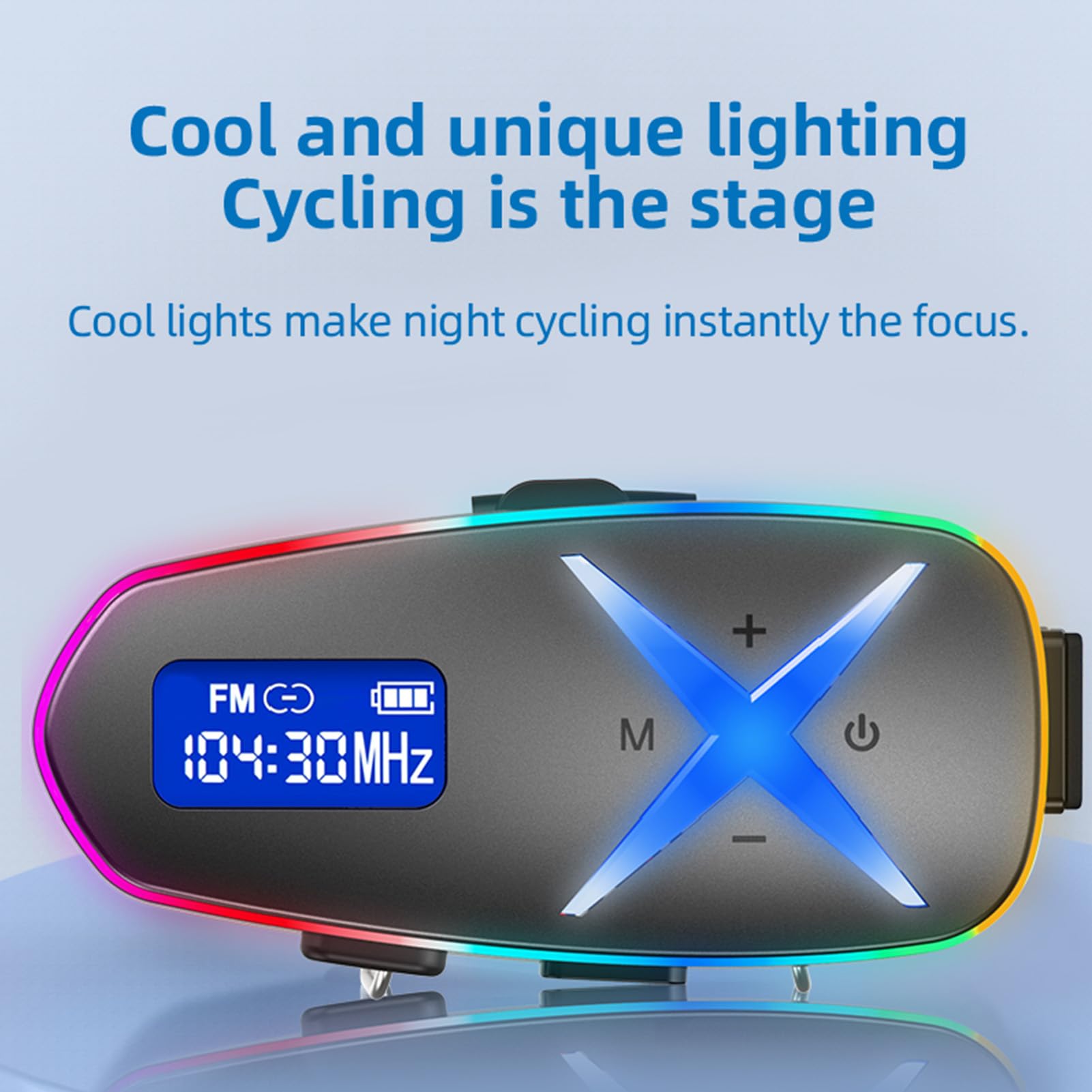 Auricolare Bluetooth per Casco con Surround 3D, Illuminazione RGB, BT 6.0, Impermeabile IP65, 40 Ore di Riproduzione, Interfono Bidirezionale con Mixaggio Musicale per