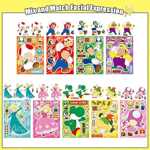 Miniatura 4 de Pegatinas Mario Make-a-Face  Haz tus propias calcomanías divertidas proyectos de manualidades para niños, mezcladas y combinadas con 8 diseños de