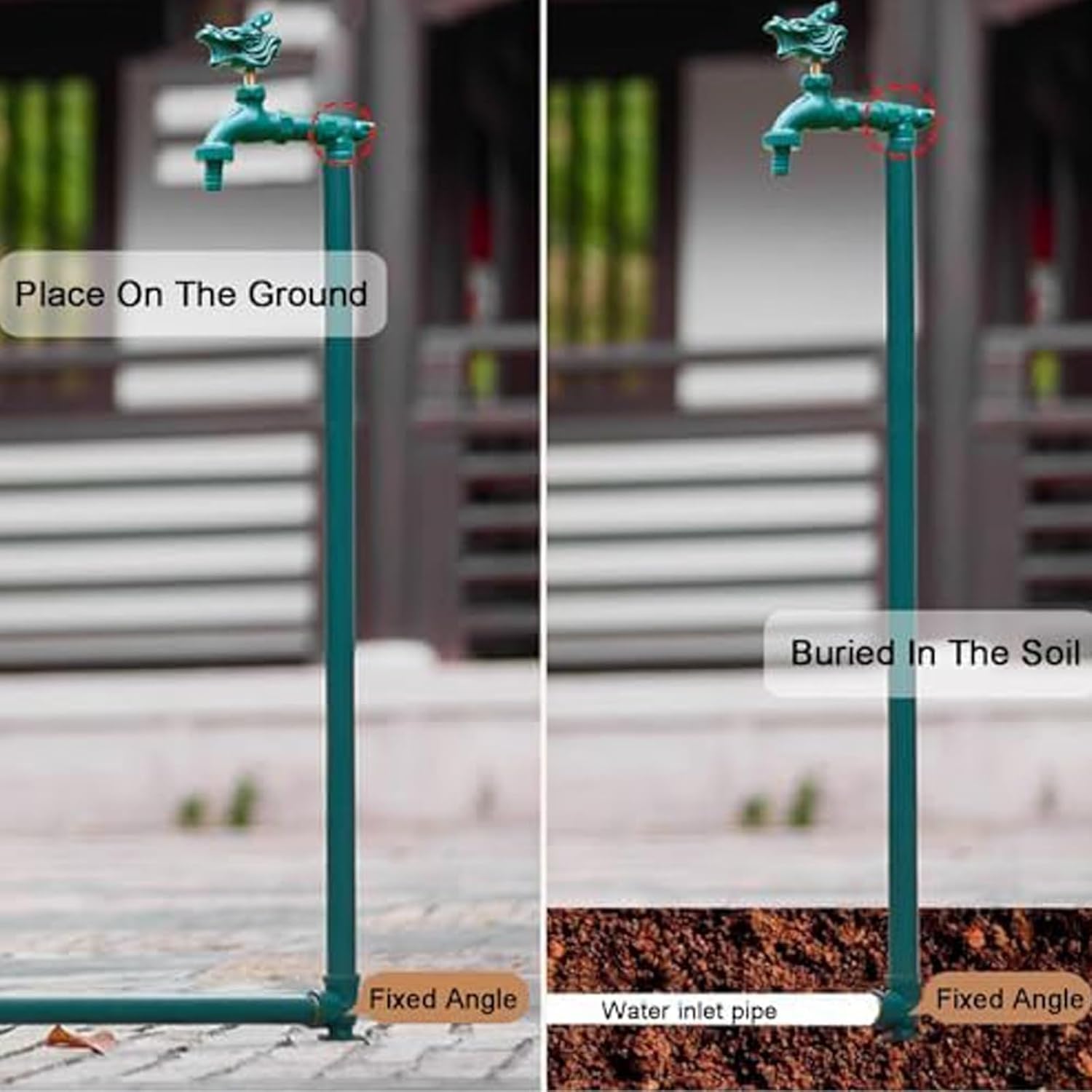 Retro Copper Garden Water Column Faucet - 32in Freestanding Spigot for Outdoor Watering, Irrigation & Washing - Durable Brass Design, Ideal for Gardens & Patios