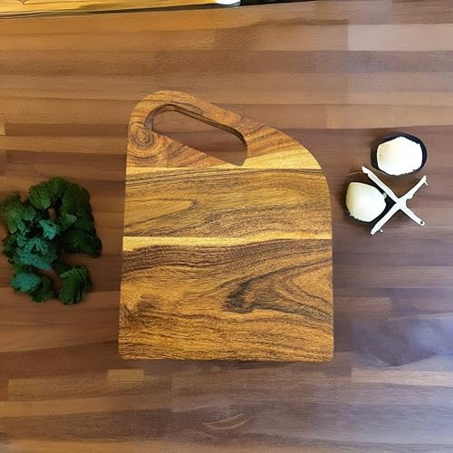 Miniatura 7 de Tabla de cortar de madera para cocina, 12.75 pulgadas de largo x 10 pulgadas de ancho, tablas de cortar de madera con asa, tablas de charcutería,