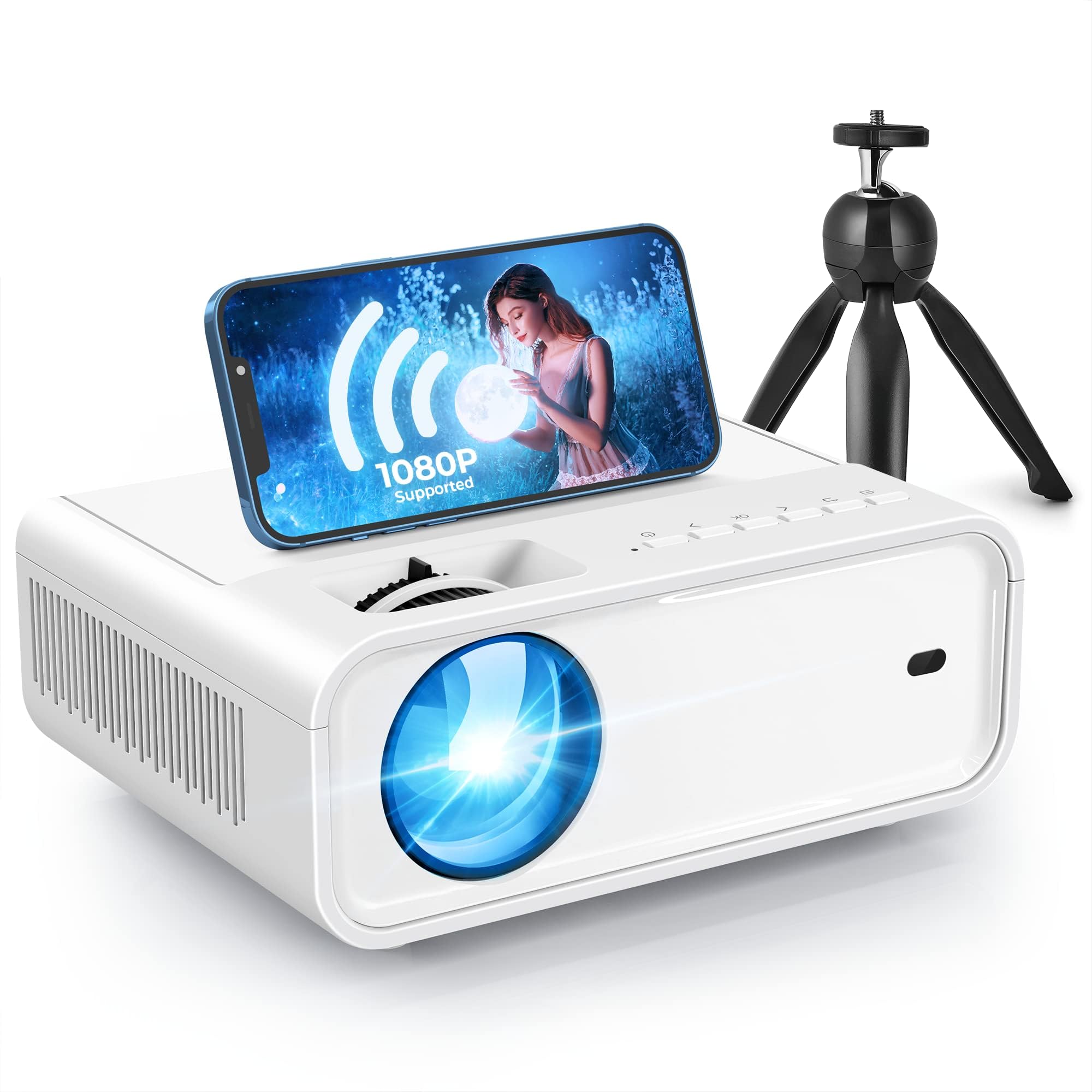 Portable Mini Projector with 5G WiFi and Bluetooth, ACROJOY Native 1080P Movie Projector with Tripod & 240" Display, Outdoor Video Projector Compatible w/TV Stick/HDMI/USB/PS5/iOS/Android