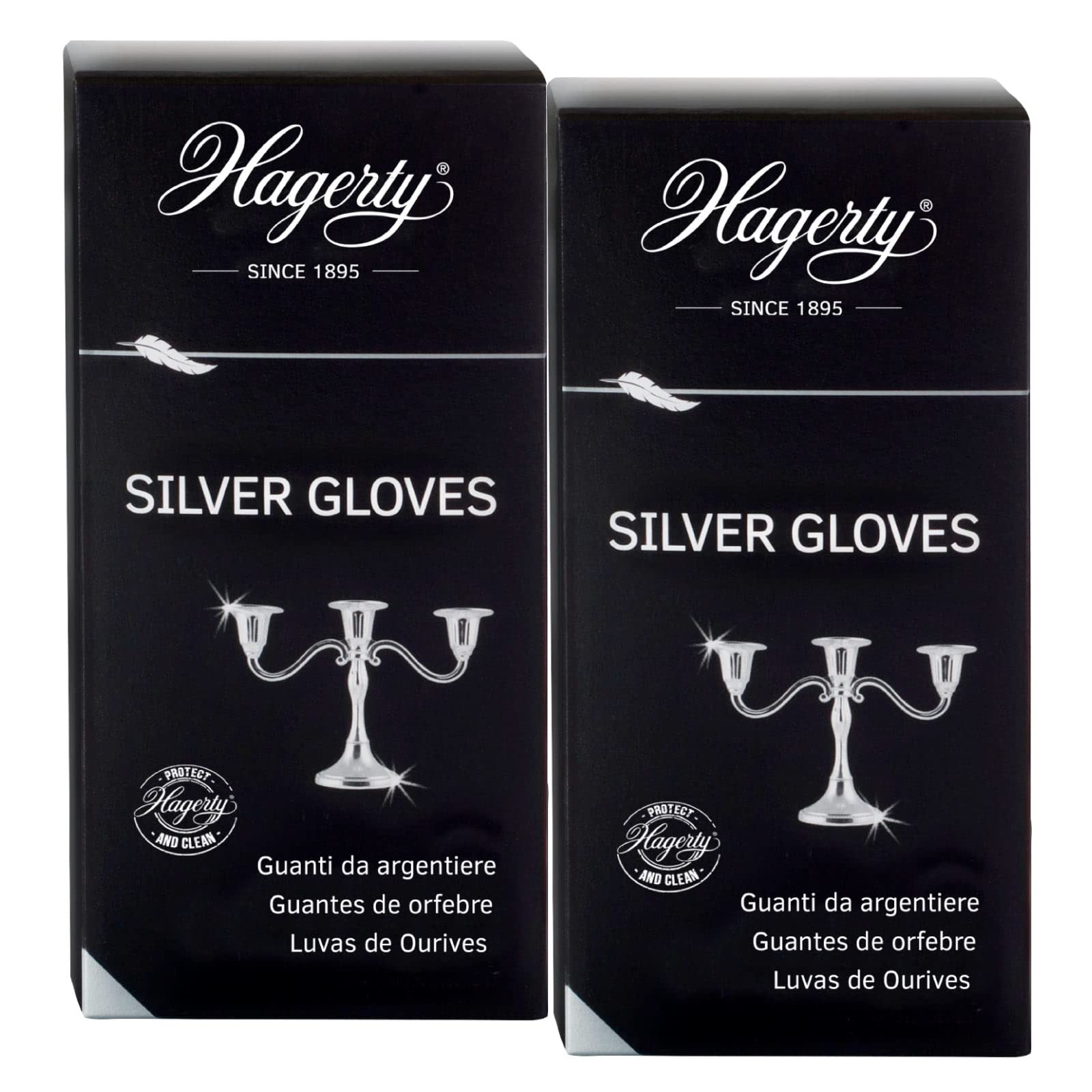 Hagerty Silver Gloves Guantes impregnados en seco para la limpieza de plata con protección contra el óxido 2 pares Guantes de pulir de algodón Prácticos guantes para limpiar plata y metal plateado
