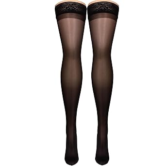 NuVein Sheer Compression Stockings for Women, 15-20 mmHg Support, Medium Denier, Thigh High, Closed Toe, Black, Small