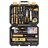 Set di Attrezzi 138 Pezzi,DEKO Kit di Attrezzi di Riparazione Universale con Custodia di Plastica,Compresi Chiave, Cacciavite, Metro a Nastro, ecc.