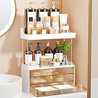 StorBin 5-Tier Makeup Organizer with 3 Large Drawers - Bathroom Vanity Storage for Cosmetics, Skincare, Perfume & Office Supplies