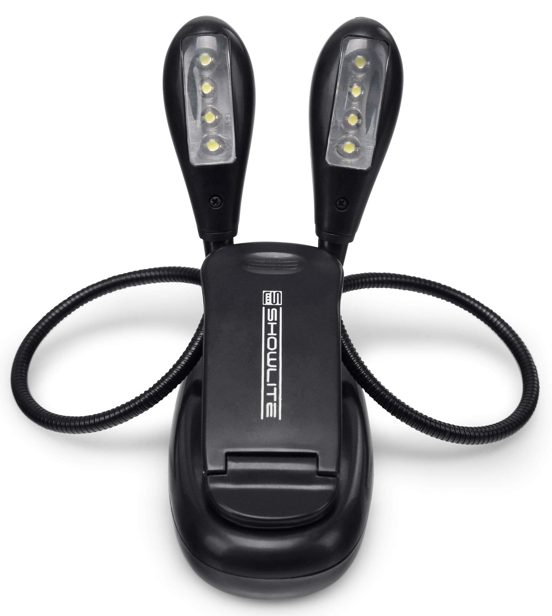 Showlite 10er Set Bright Light 8 LED Notenpultleuchte (8 lichtstarke LEDs, 2 Helligkeitsstufen, universell einsetzbar, lange Lebensdauer, inkl. Batterien) Schwarz