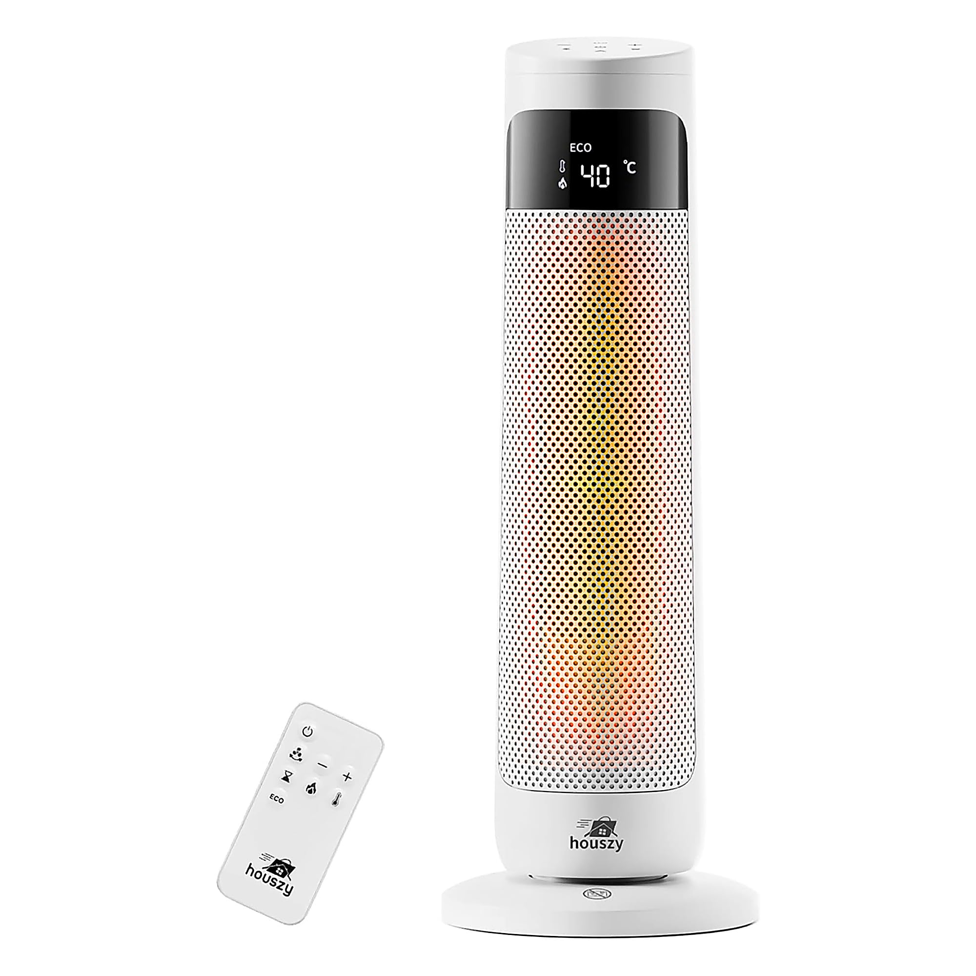 Houszy 2000W PTC Ceramic Tower Heater, Oscillating Heater(Fan for Heating) with Thermostat, 24H Timer, Remote Control, Touchscreen LED Display, 3 Modes (Fan/Low/High), Tip-Over & Overheat Protection