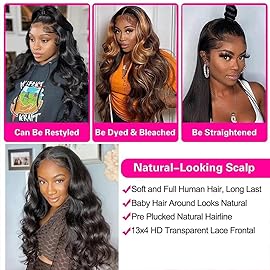 virginess 13x4 Body Wave Lace Front Wigs Human Hair Pre Plucked 180% Density HD Transparent Lace Frontal Wigs Human Hair for Women Glueless Wigs Human Hair With Baby Hair 18 Inch