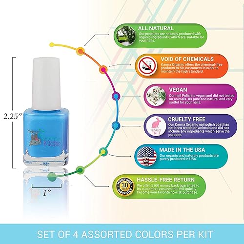 Miniatura 5 de Karma Organic Paquete de removedor de esmalte de uñas y esmalte de uñas para niños, removedor de esmalte de uñas de árbol de té de soja natural (4