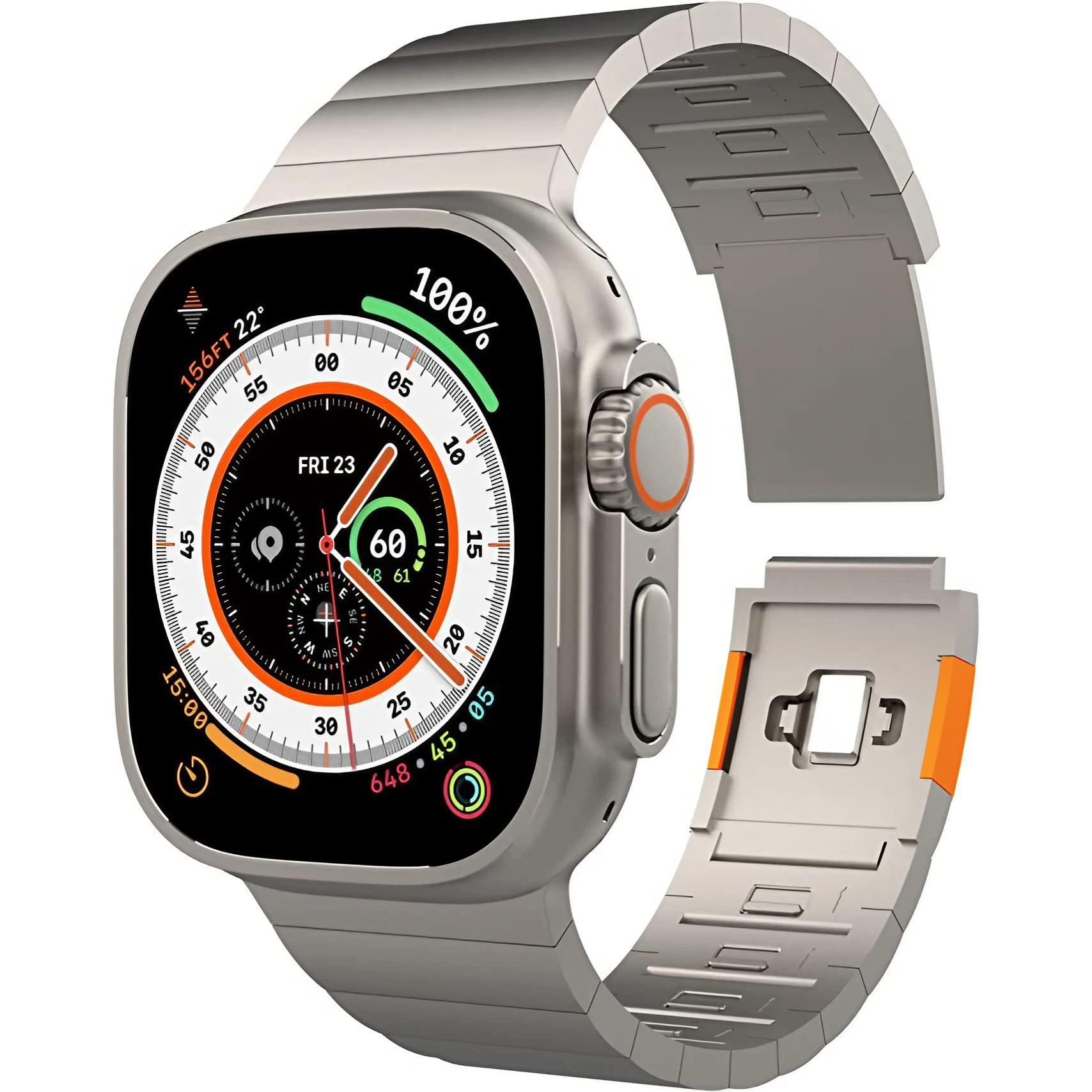 Bransoletka kompatybilna z ultra bransoletką 49 mm, stal nierdzewna, zapasowy pasek kompatybilny z Apple Watch Ultra (Titan)