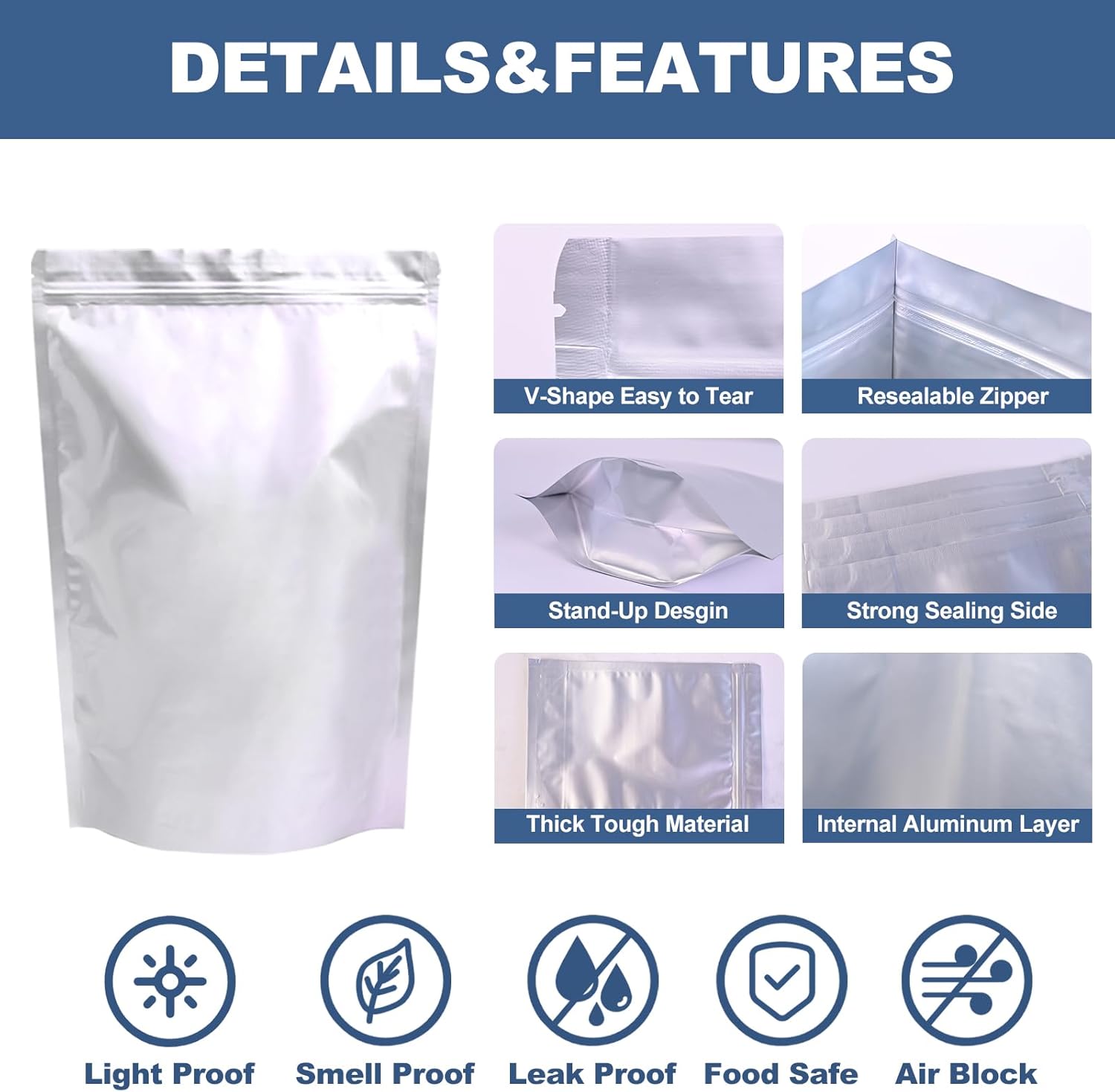 60PCS 10"X14" 8"X12" 13"X17" Mylar Bags for Food Storage with Oxygen Absorbers&Lables,10 Mil Thick Resealable Stand-Up Zipper&Heat Sealable Bags for Long Term Food Storage,Dried Food