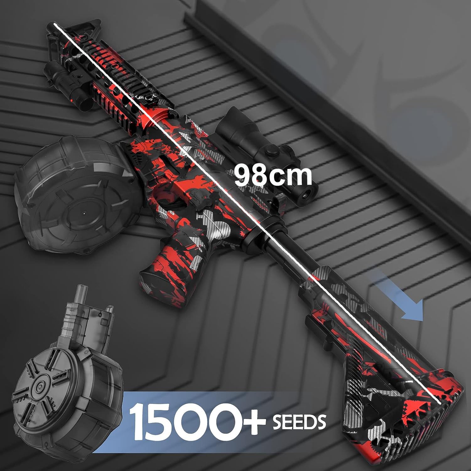 Toy Gun Blasters with 20000 Bullets, Long Range Shooting, with Attachments, Automatic and Manual Mode Splatter Blaster for Outdoor Activities and Shooting Team Game (M416 Camouflage Red)