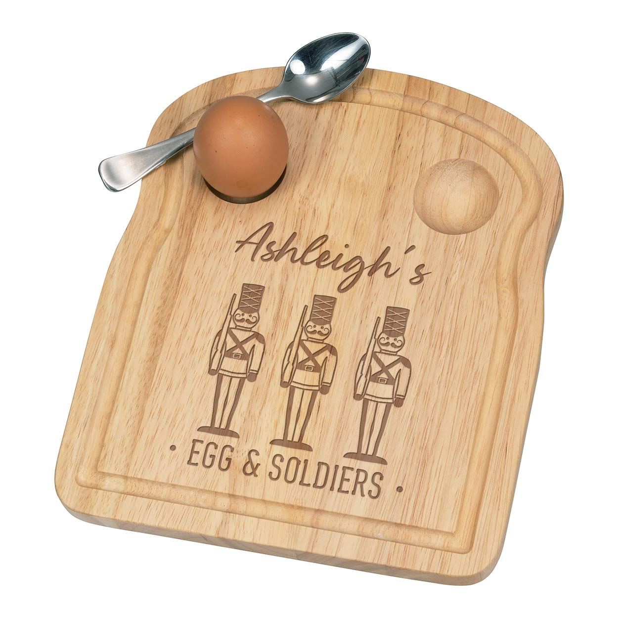 Personalised Custom Name Eggs and 3 Soldiers Breakfast Dippy Egg Cup Board Wooden Easter Easter