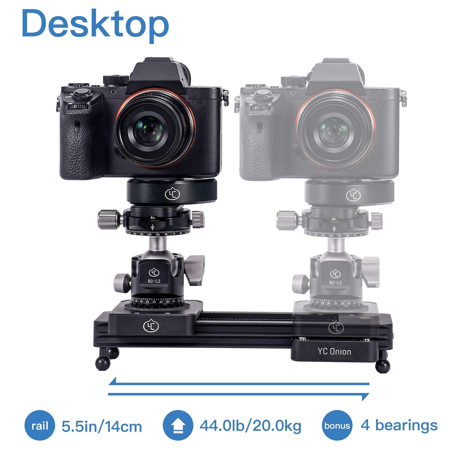 Mini Rail Curseur Glissière Portable pour Caméra 9 "/ 23cm Amortissement Hydraulique pour DSLR Caméra Vidéo Vlog Téléphone GoPro - par YC Onion