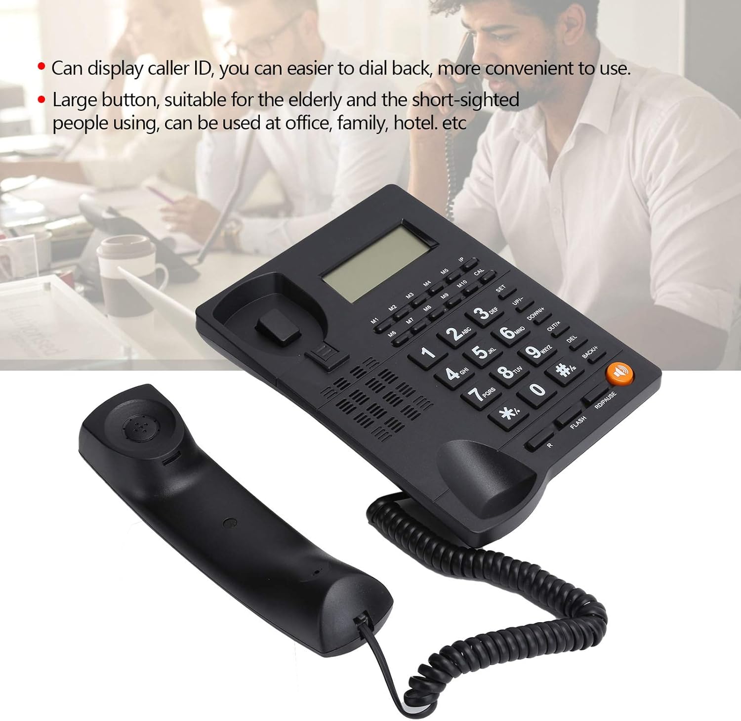 ciciglow L019 Wired Telephone showing caller ID display and large buttons