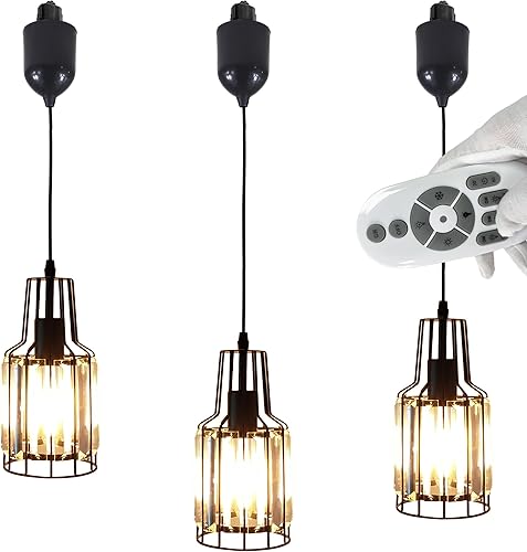 Miniatura 1 de Colgantes de iluminación de pista de halo de altura ajustable, cable de 4 pies, lámpara de cristal transparente, bombillas LED E26 Smart Edison para