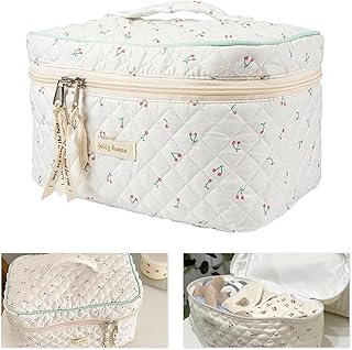 ZERRIOY Toiletry Bag Women Cosmetic Bags for Women Travel, Cotton Cherry Travel Cosmetic Bag Travel Bag for Toiletries Makeup Organizer Bag, Make Up Bags Women Makeup Organizer Bag for Daily Travel