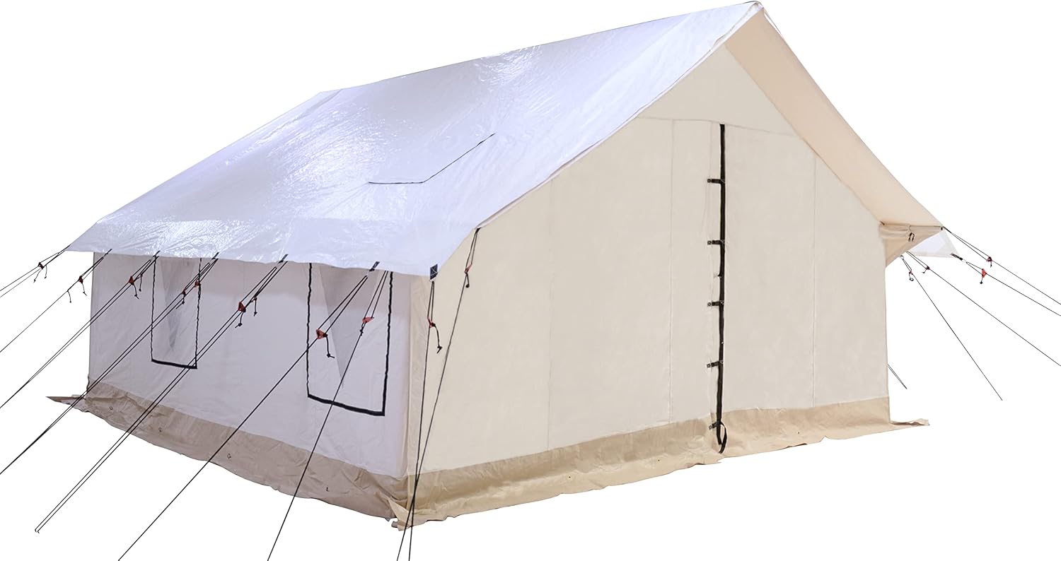 WHITEDUCK Flysheet for Alpha Wall Tent, Guy Ropes, D-Ring, Metal Runner & Stakes Included for Hunting, Family Camping & Outdoor Activities