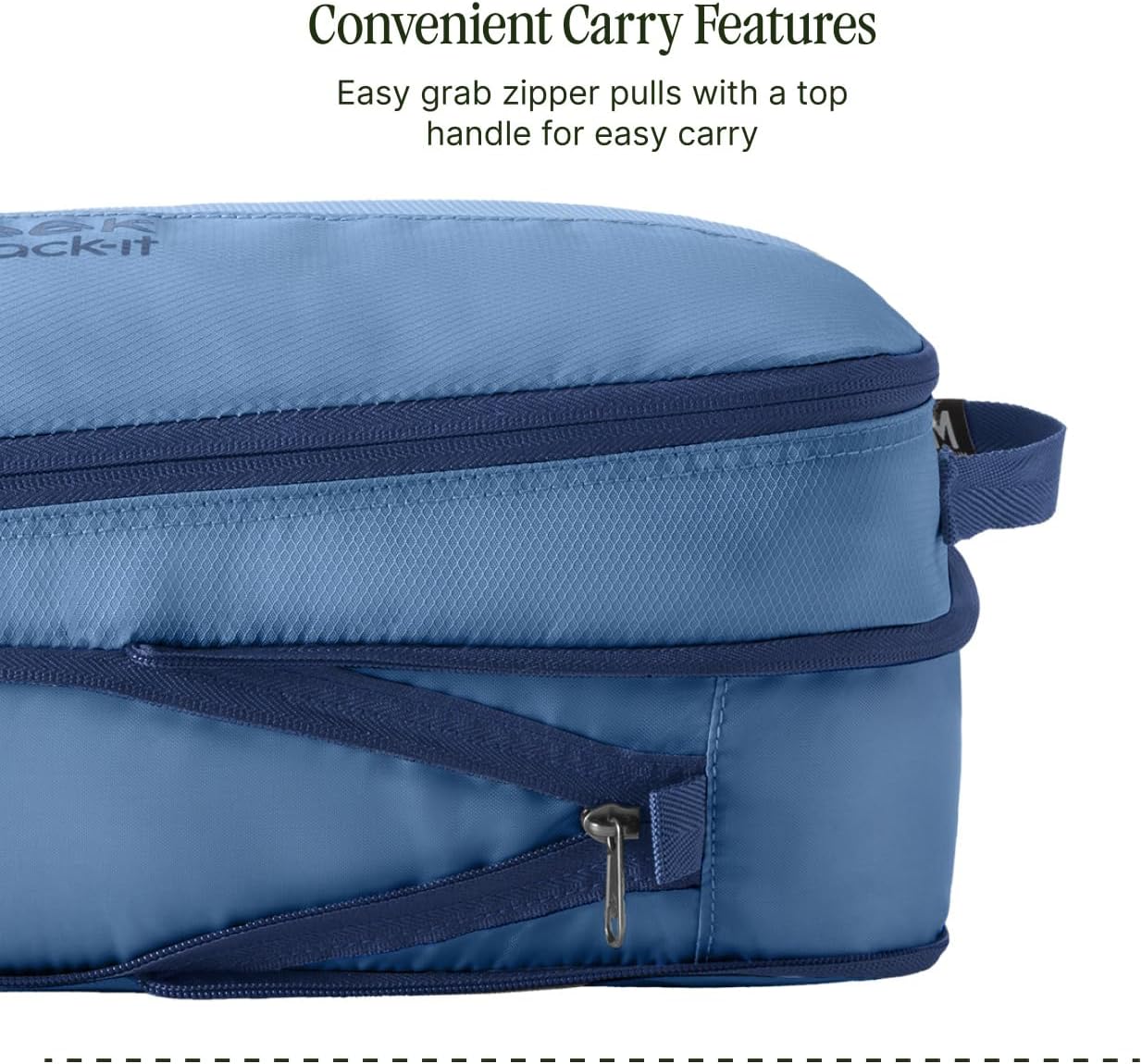 Eagle Creek Pack-It Reveal Expansion Cube - Adjustable Storage Expansion Cube for Travel - Durable Compression Zipper - Water-Resistant - Sustainable - Medium - Blue Dawn
