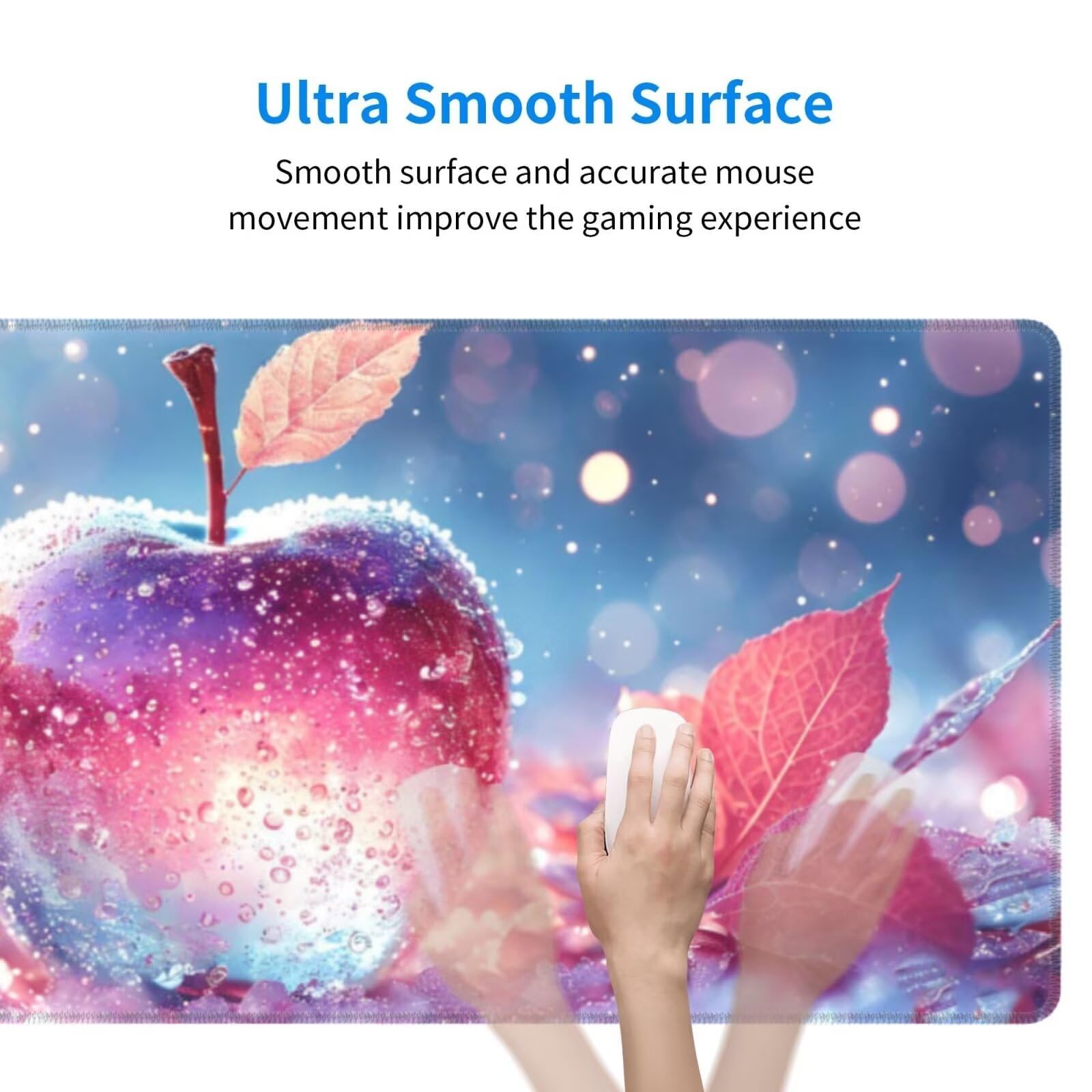 Tappetino Mouse, Tappetino Mouse Gaming Grande XXL 1500x800x3mm Tappetino Scrivania Mouse Pad, Base in Gomma Antiscivolo, Bordi Cuciti,Lavabile, Mousepad per Ufficio e Gaming (mela) R-554